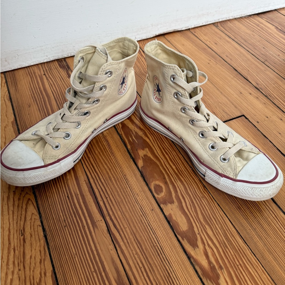 Beige High-Top Sneakers